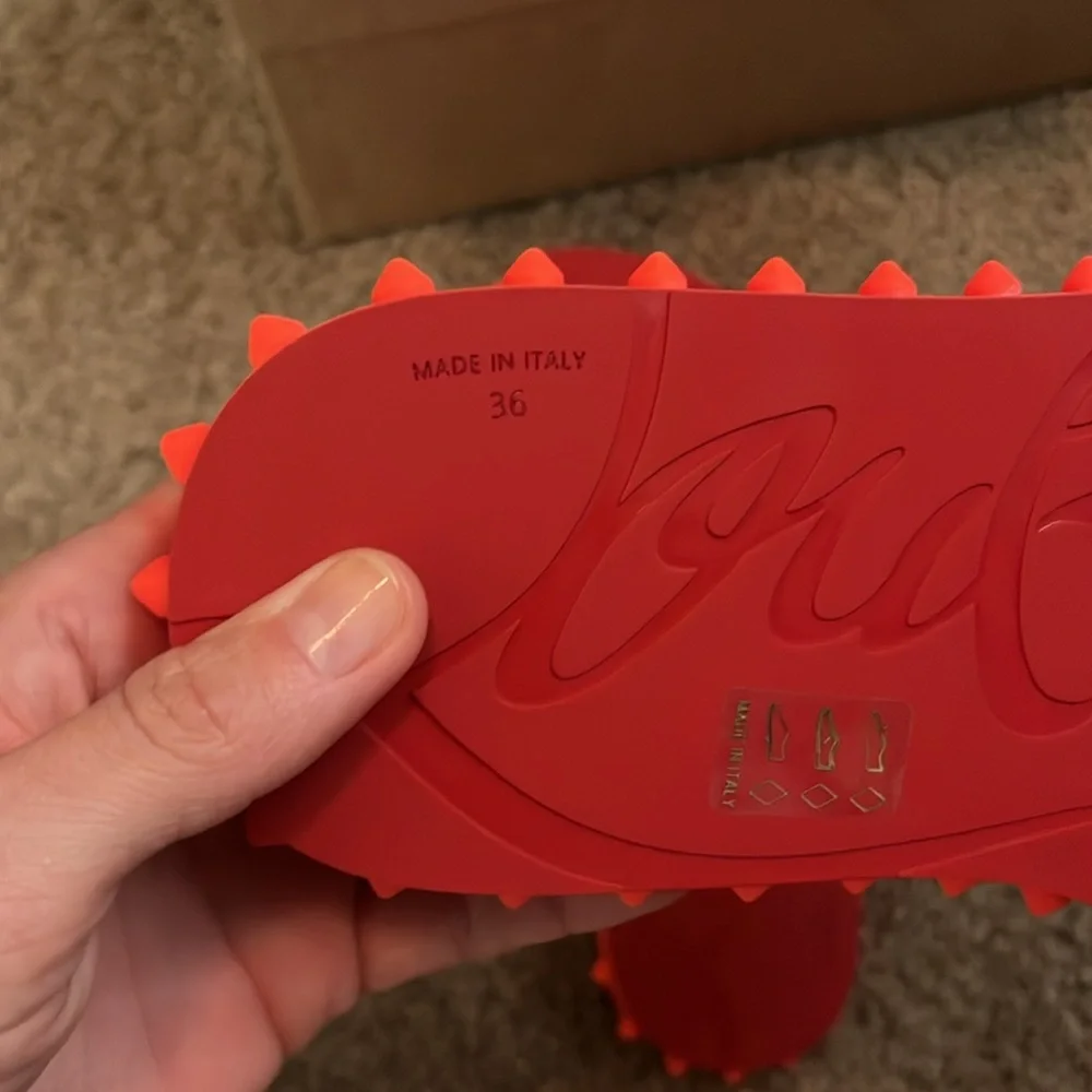 Christian Louboutin Super Loubi Bright Orange Sandals - Picture 3 of 6